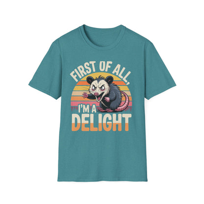 First of All, I’m a Delight Possum Shirt – Funny Retro Animal Tee
