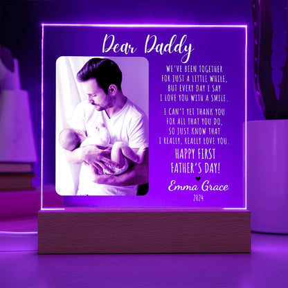 Personalized First Father's Day 2024 Picture Frame w/Optional LED v.1