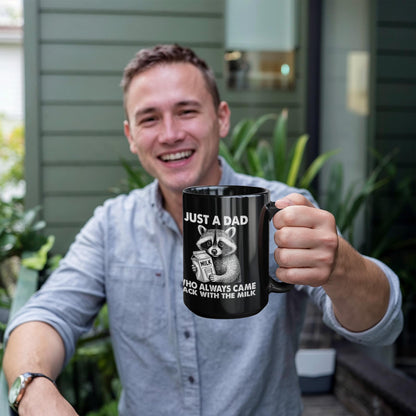 “Just a Dad Who Always Came Back With the Milk” – Black Ceramic Mug (11oz. or 15 oz)