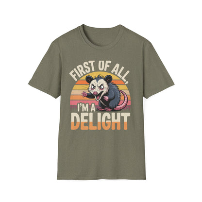 First of All, I’m a Delight Possum Shirt – Funny Retro Animal Tee