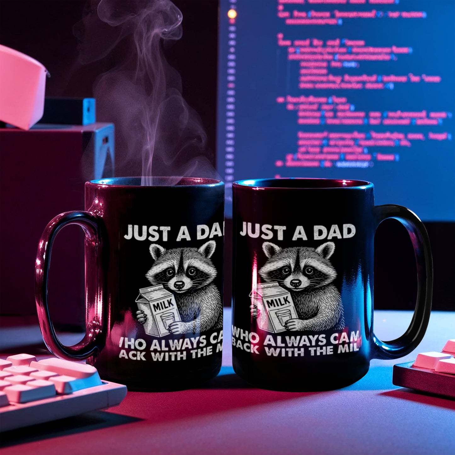 “Just a Dad Who Always Came Back With the Milk” – Black Ceramic Mug (11oz. or 15 oz)