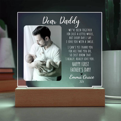 Personalized First Father's Day 2024 Picture Frame w/Optional LED v.1