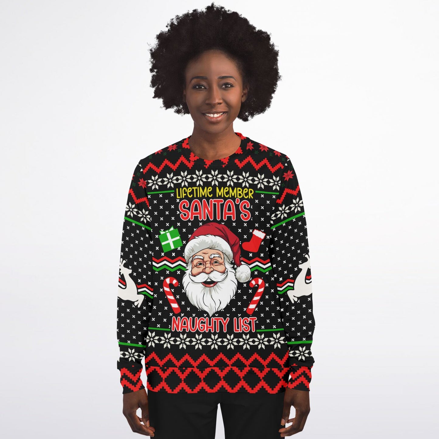 “Santa’s Naughty List Lifetime Member” Funny Ugly Christmas Sweater