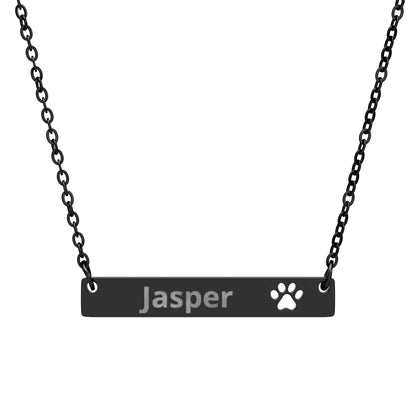 Cutout Paw Bar Necklace (Engraving)
