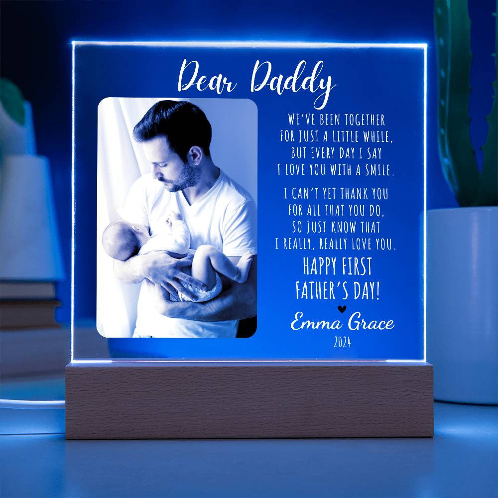 Personalized First Father's Day 2024 Picture Frame w/Optional LED v.1