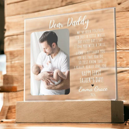 Personalized First Father's Day 2024 Picture Frame w/Optional LED v.1