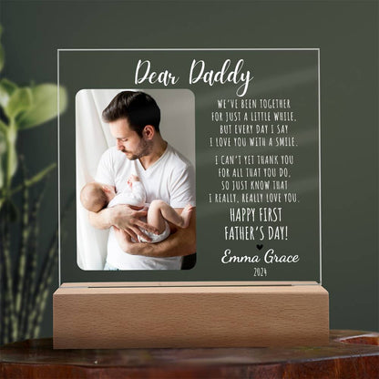 Personalized First Father's Day 2024 Picture Frame w/Optional LED v.1