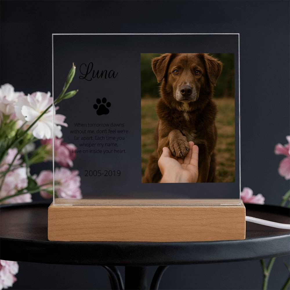 Personalized Pet Memorial Acrylic Plaque with Photo – Custom Dog or Cat Tribute Gift