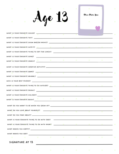 Capturing Moments Journal | 22 Questions to Ask Your Child Each Year