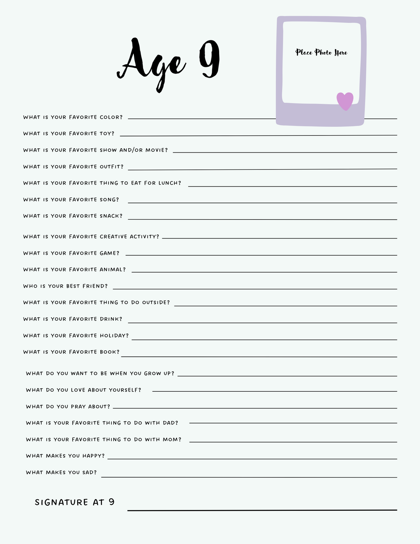 Capturing Moments Journal | 22 Questions to Ask Your Child Each Year