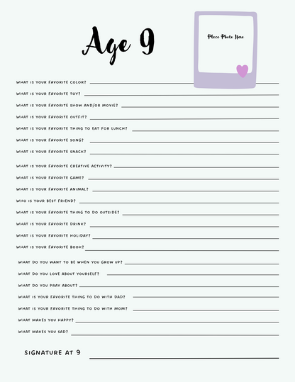 Capturing Moments Journal | 22 Questions to Ask Your Child Each Year
