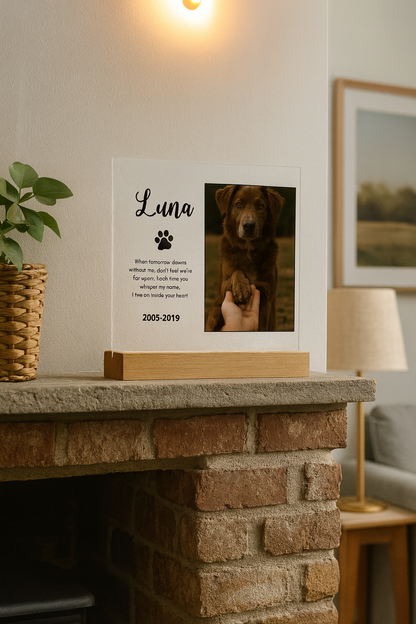 Personalized Pet Memorial Acrylic Plaque with Photo – Custom Dog or Cat Tribute Gift