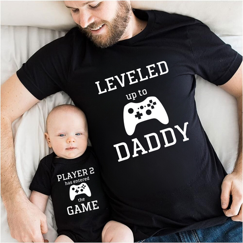 Leveled Up Daddy and Baby Set