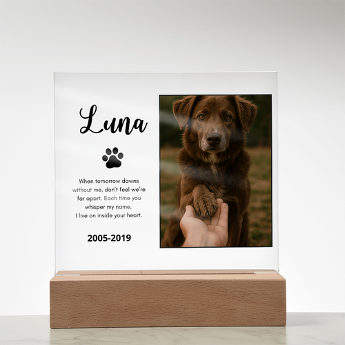 Personalized Pet Memorial Acrylic Plaque with Photo – Custom Dog or Cat Tribute Gift