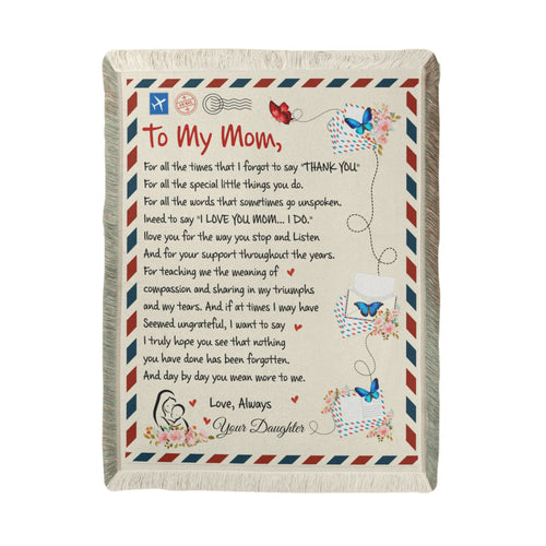 💌 A Love Letter to Mom – Wrapped in Warmth & Appreciation 💌 Printed Woven Blanket - Bill and Dot's Finds