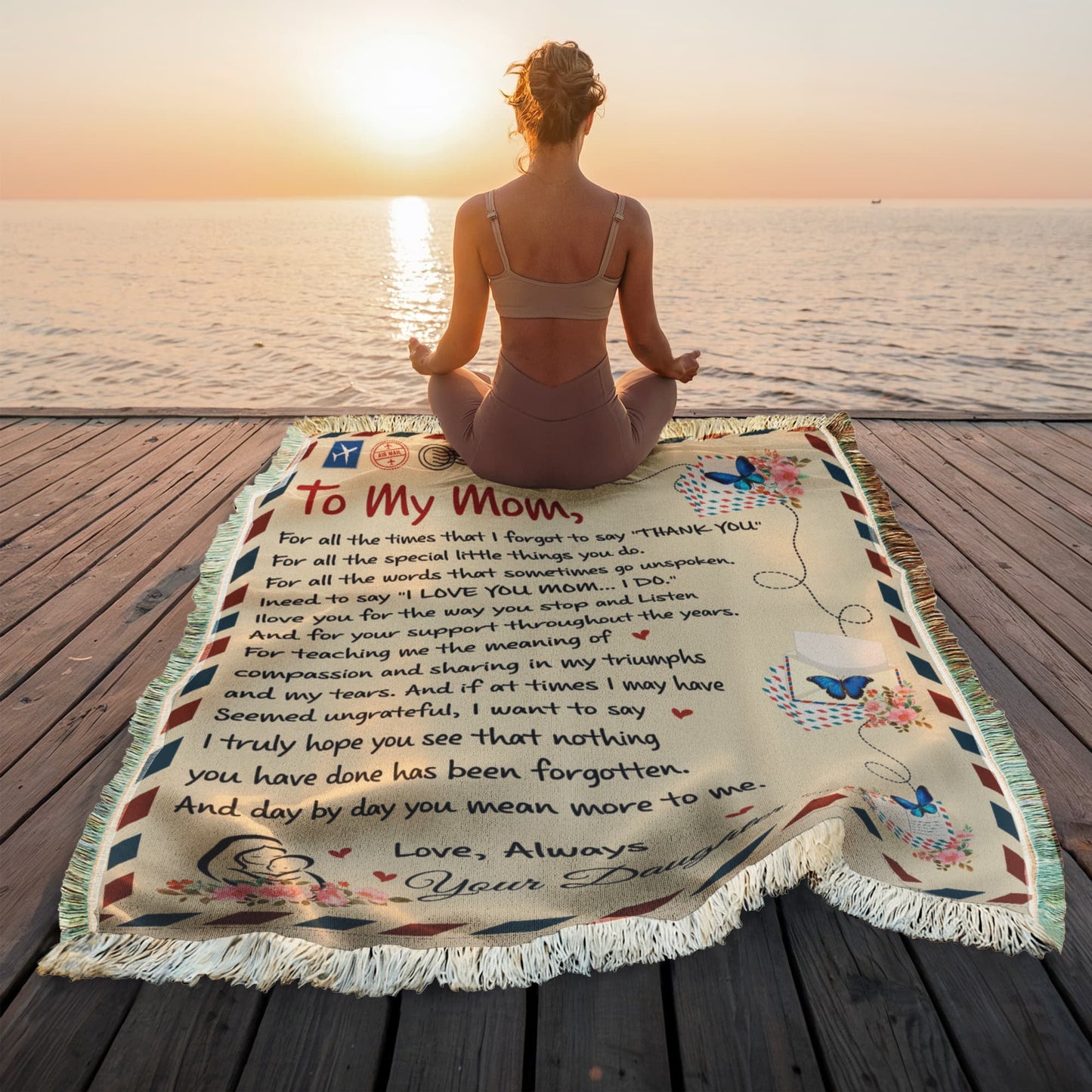 💌 A Love Letter to Mom – Wrapped in Warmth & Appreciation 💌 Printed Woven Blanket - Bill and Dot's Finds