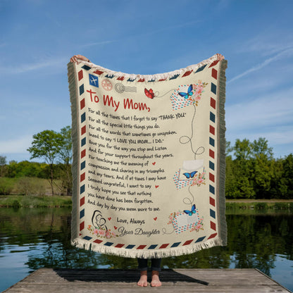💌 A Love Letter to Mom – Wrapped in Warmth & Appreciation 💌 Printed Woven Blanket - Bill and Dot's Finds