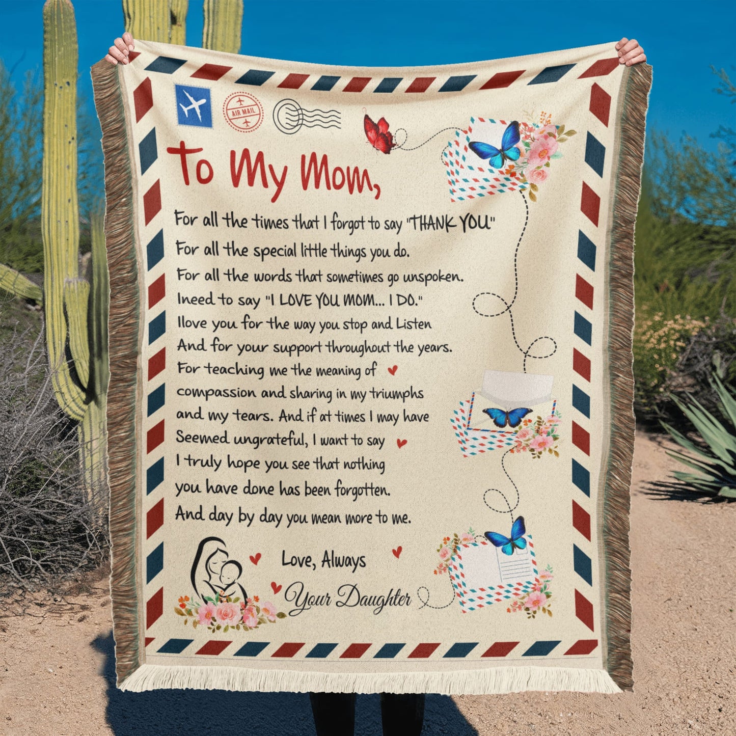 💌 A Love Letter to Mom – Wrapped in Warmth & Appreciation 💌 Printed Woven Blanket - Bill and Dot's Finds