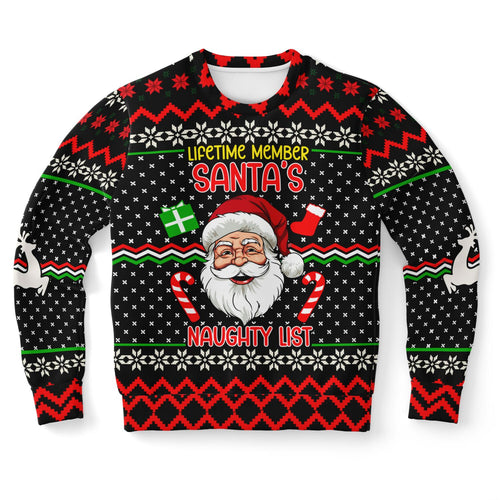 “Santa’s Naughty List Lifetime Member” Funny Ugly Christmas Sweater