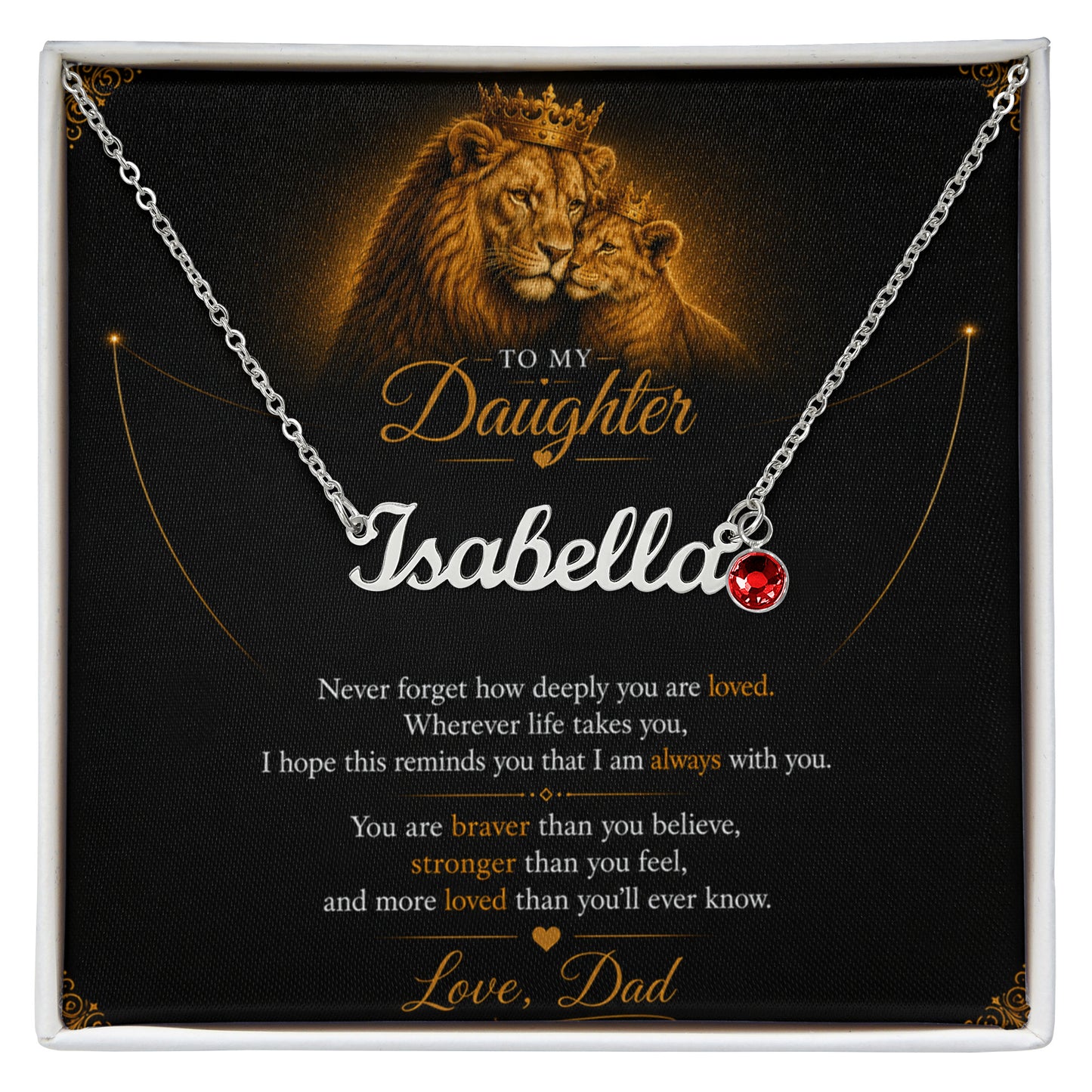 Custom Name Necklace for Daughter | Birthstone Charm Gift from Dad