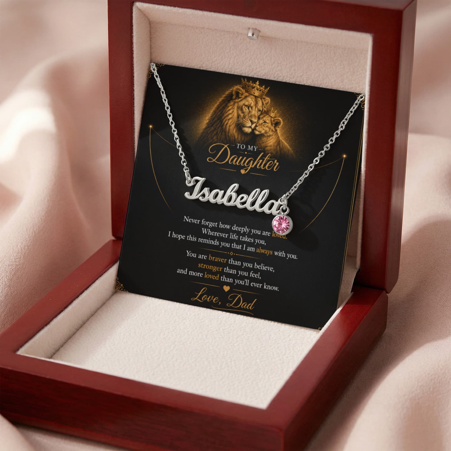 Custom Name Necklace for Daughter | Birthstone Charm Gift from Dad