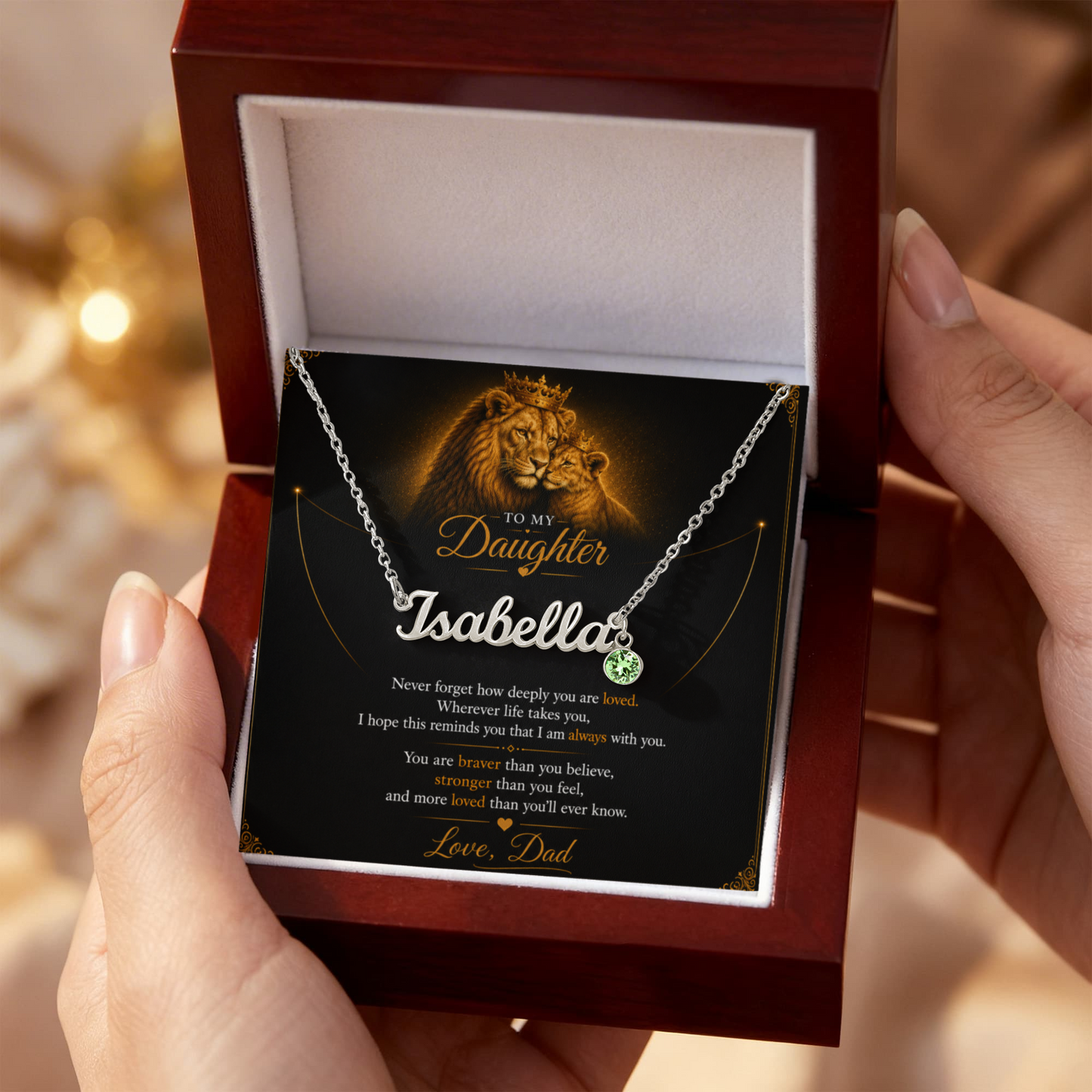 Custom Name Necklace for Daughter | Birthstone Charm Gift from Dad