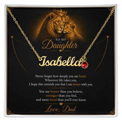 Custom Name Necklace for Daughter | Birthstone Charm Gift from Dad