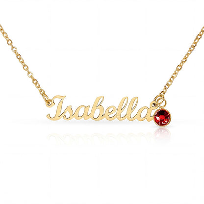 Gold name necklace with birthstone for daughter gift