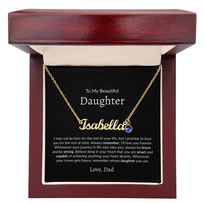 custom daughter gift necklace in luxury box from dad