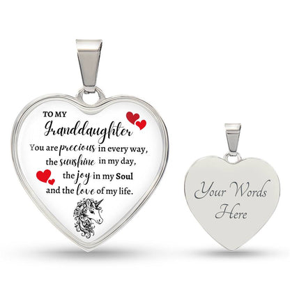 Granddaughter Unicorn Heart Necklace