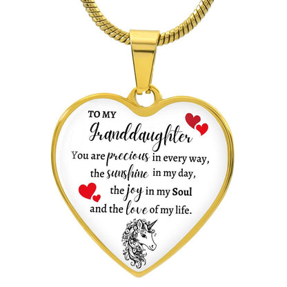 Granddaughter Unicorn Heart Necklace