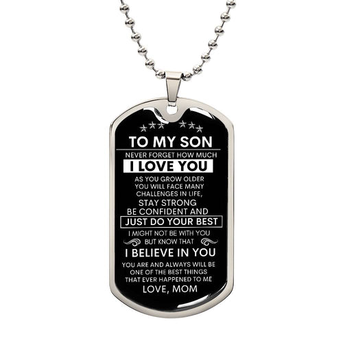 To My Son From Mom | Dog Tag Necklace