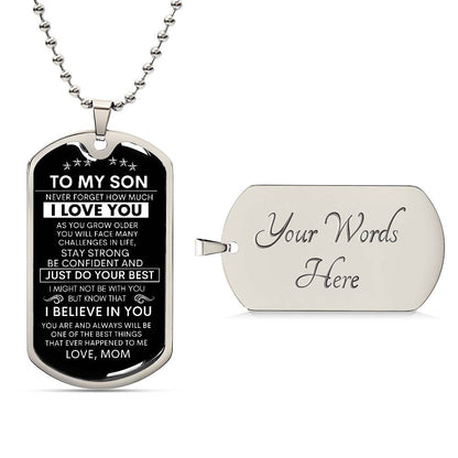 To My Son From Mom | Dog Tag Necklace