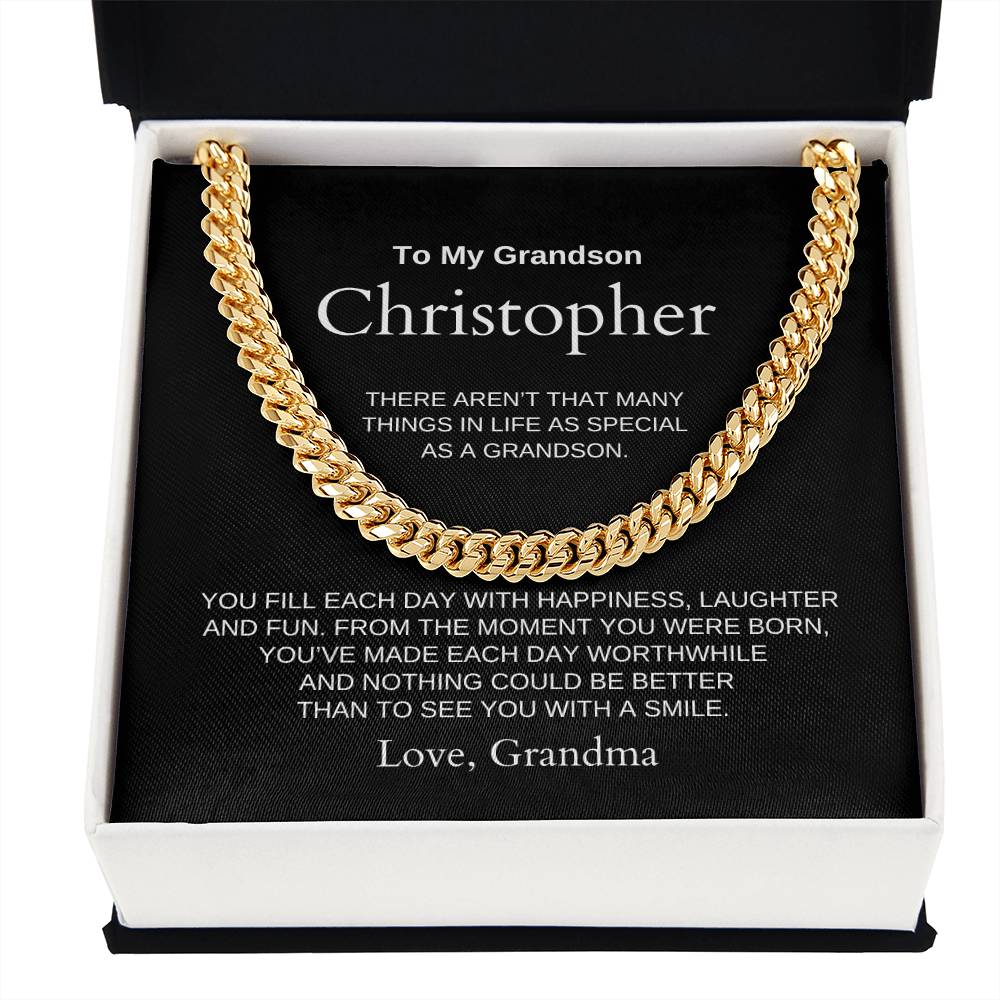Personalized Grandson Cuban Link Chain