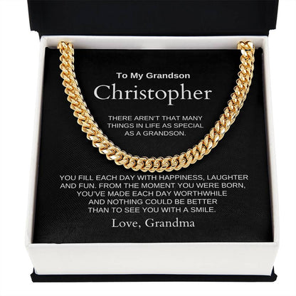 Personalized Grandson Cuban Link Chain