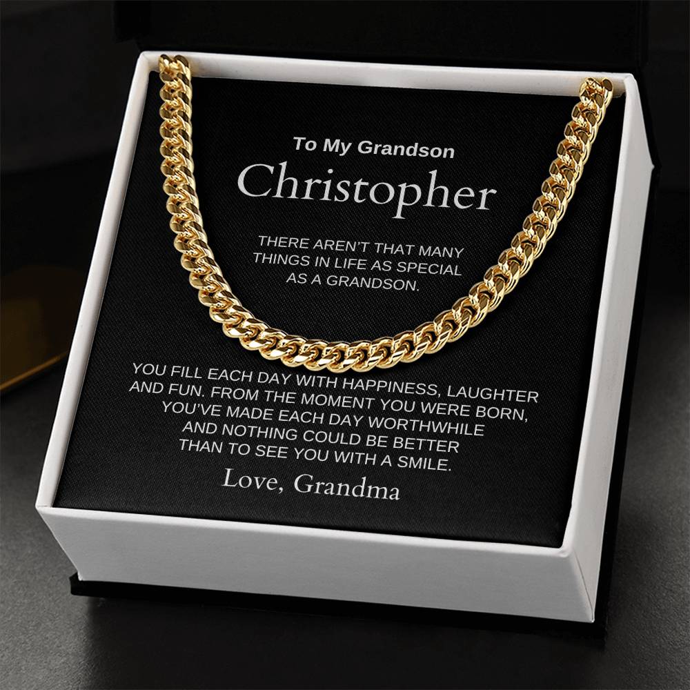 Personalized Grandson Cuban Link Chain