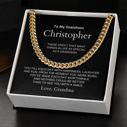 Personalized Grandson Cuban Link Chain
