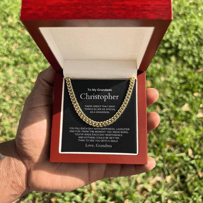 Personalized Grandson Cuban Link Chain