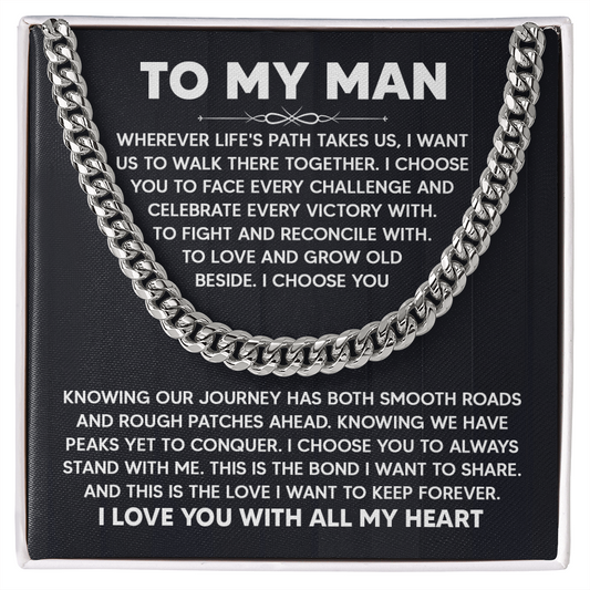 Best Gift for Him - To My Man Cuban Link Chain