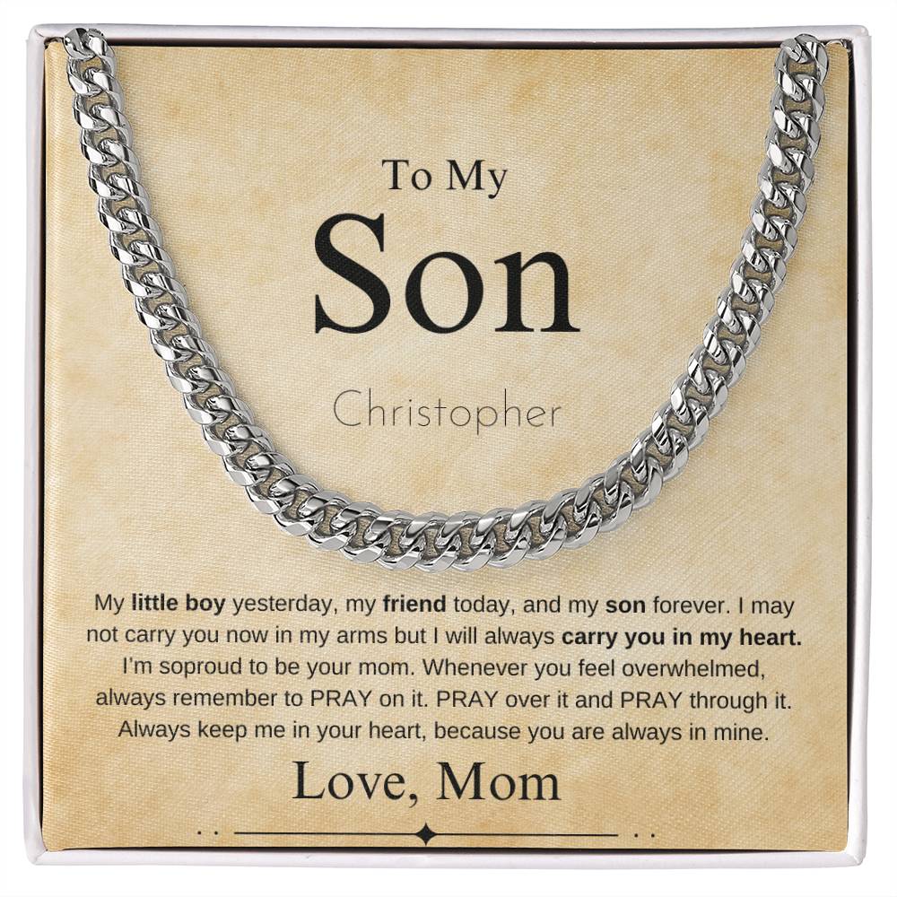 Personalized "To My Son"  From Mom | Cuban Chain