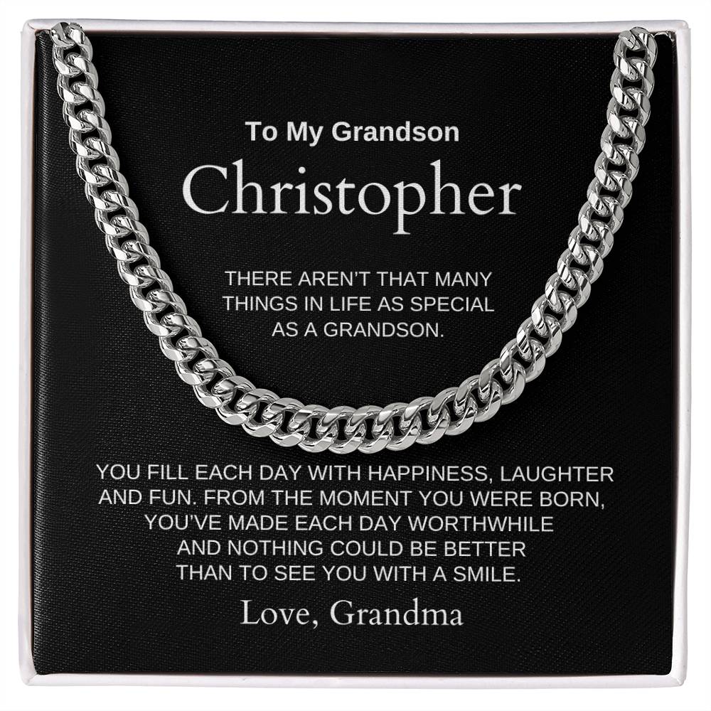 Personalized Grandson Cuban Link Chain