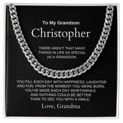 Personalized Grandson Cuban Link Chain