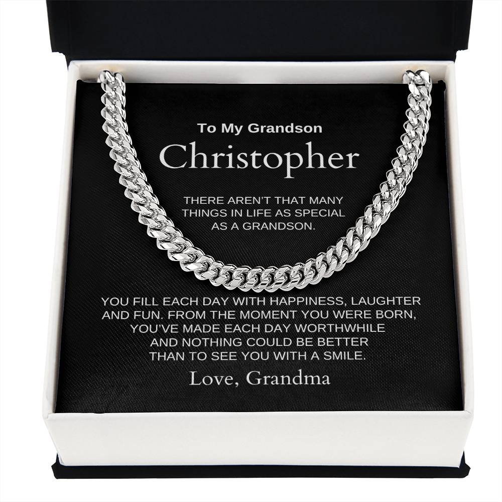 Personalized Grandson Cuban Link Chain