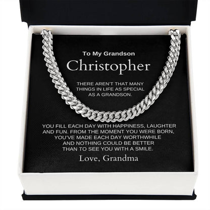 Personalized Grandson Cuban Link Chain