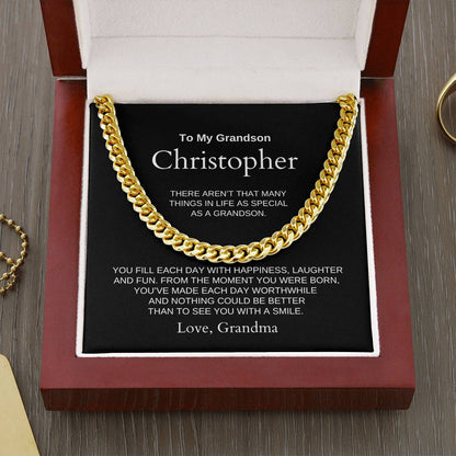 Personalized Grandson Cuban Link Chain