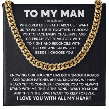 Best Gift for Him - To My Man Cuban Link Chain