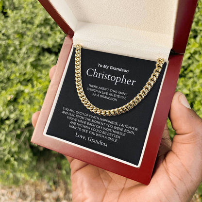 Personalized Grandson Cuban Link Chain