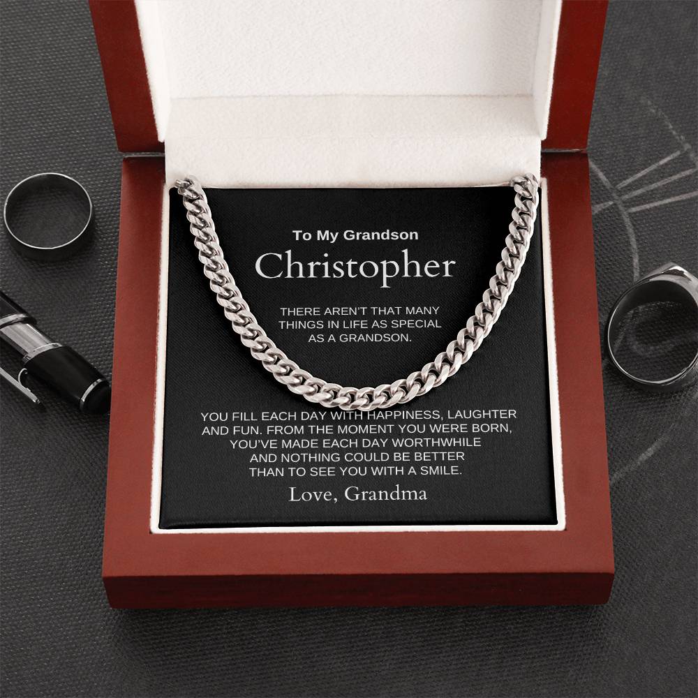 Personalized Grandson Cuban Link Chain
