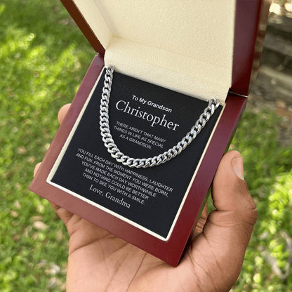 Personalized Grandson Cuban Link Chain