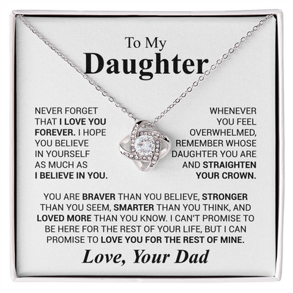 Gift for Daughter Love Dad "Never Forget That I Love You" Necklace